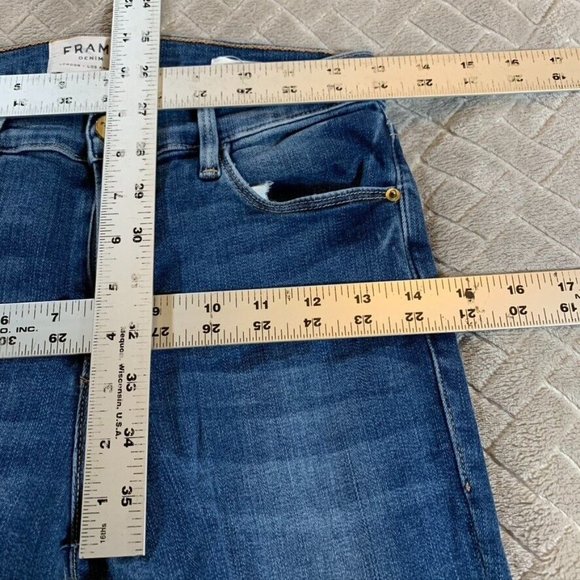 Frame Womens 26 Denim Jeans Blue Skinny Blainey Slits Distressed Medium Wash - Picture 7 of 12